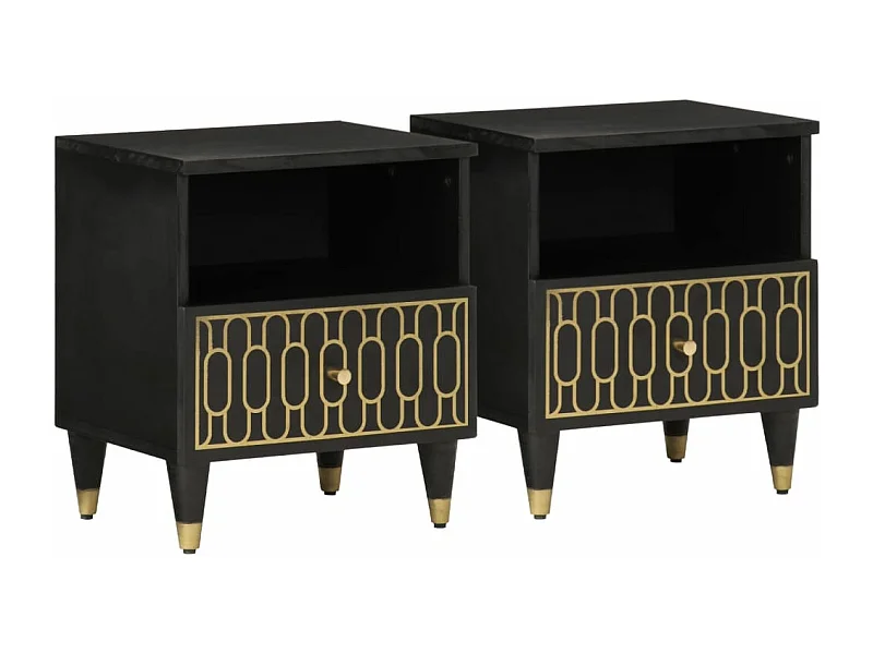 Lot de 2 Tables de chevet 40x33x46 cm Bois de manguier solide FR92021