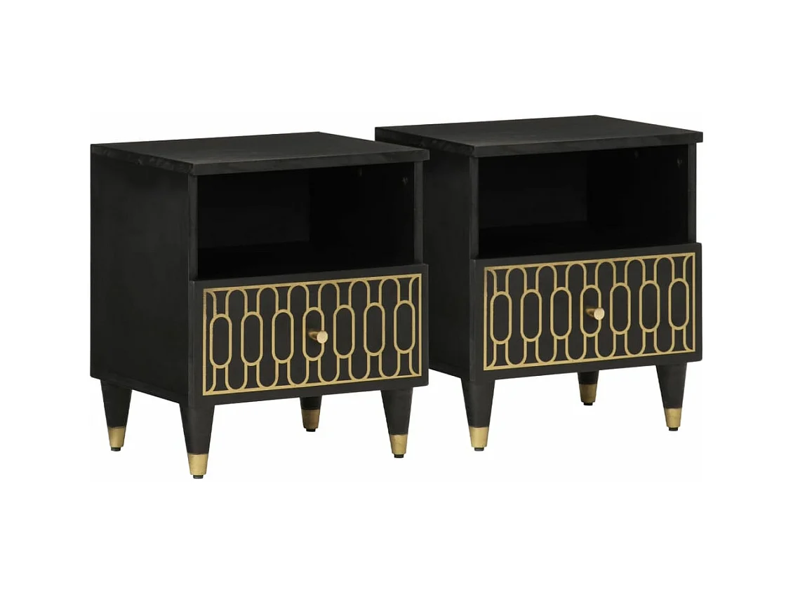 Lot de 2 Tables de chevet 40x33x46 cm Bois de manguier solide FR92021