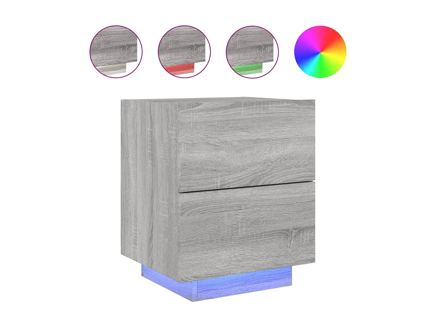 Nachtkastje met LED-verlichting bewerkt hout grijs sonoma BE817925