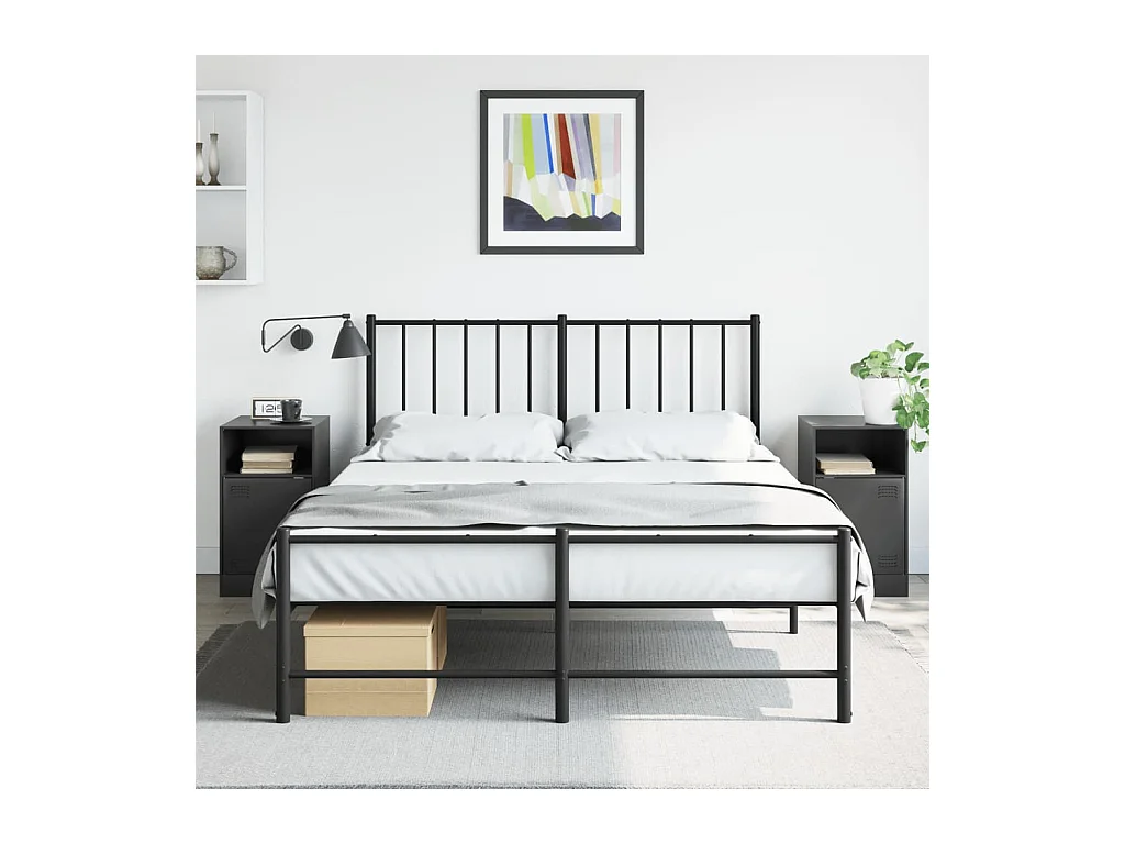 Lot de 2 Tables de chevet noir 34,5x39x62 cm acier FR93154