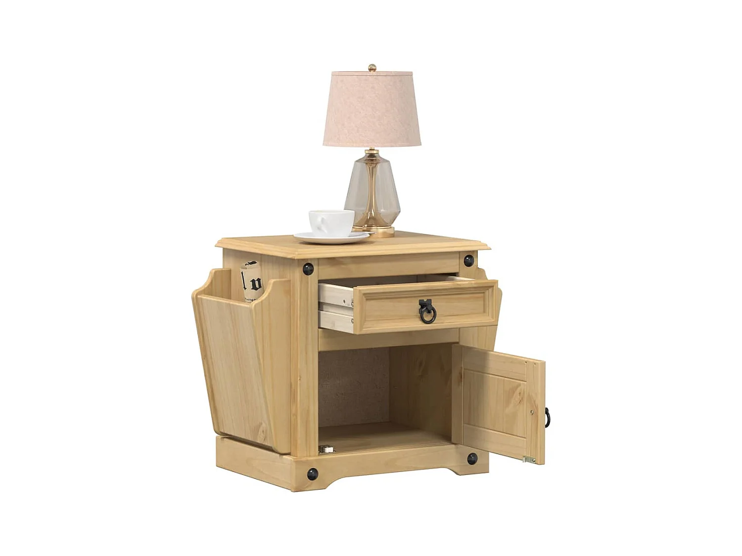 Table de chevet Corona 45x35x47,5 cm bois de pin massif FR83574