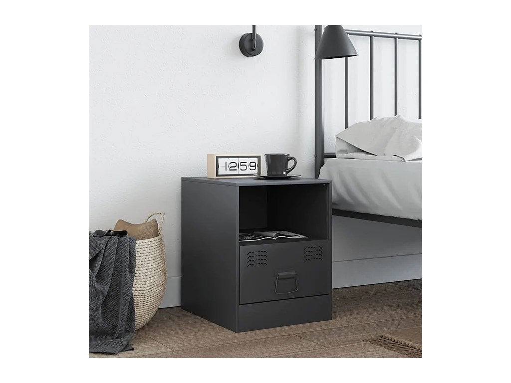 Table de chevet anthracite 34,5x39x44 cm acier FR31738