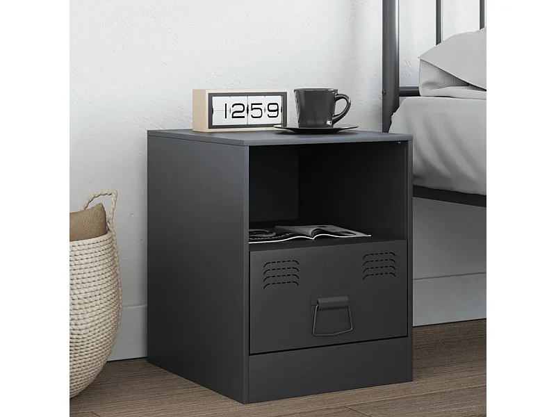 Table de chevet anthracite 34,5x39x44 cm acier FR31738