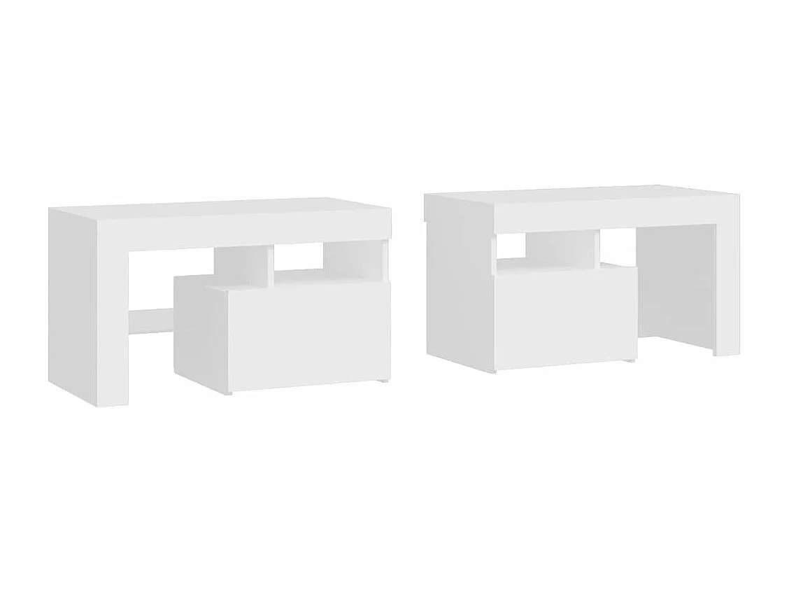 Lot de 2 Tables de chevet et lumières LED Blanc 70x36,5x40 cm FR50629