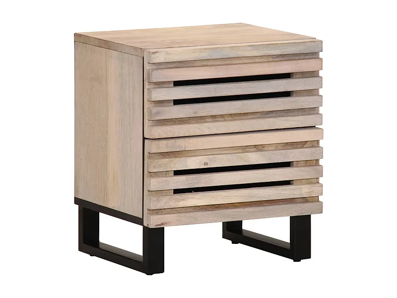 Mesita de noche madera maciza mango blanqueado 40x34x46 cm ES809377