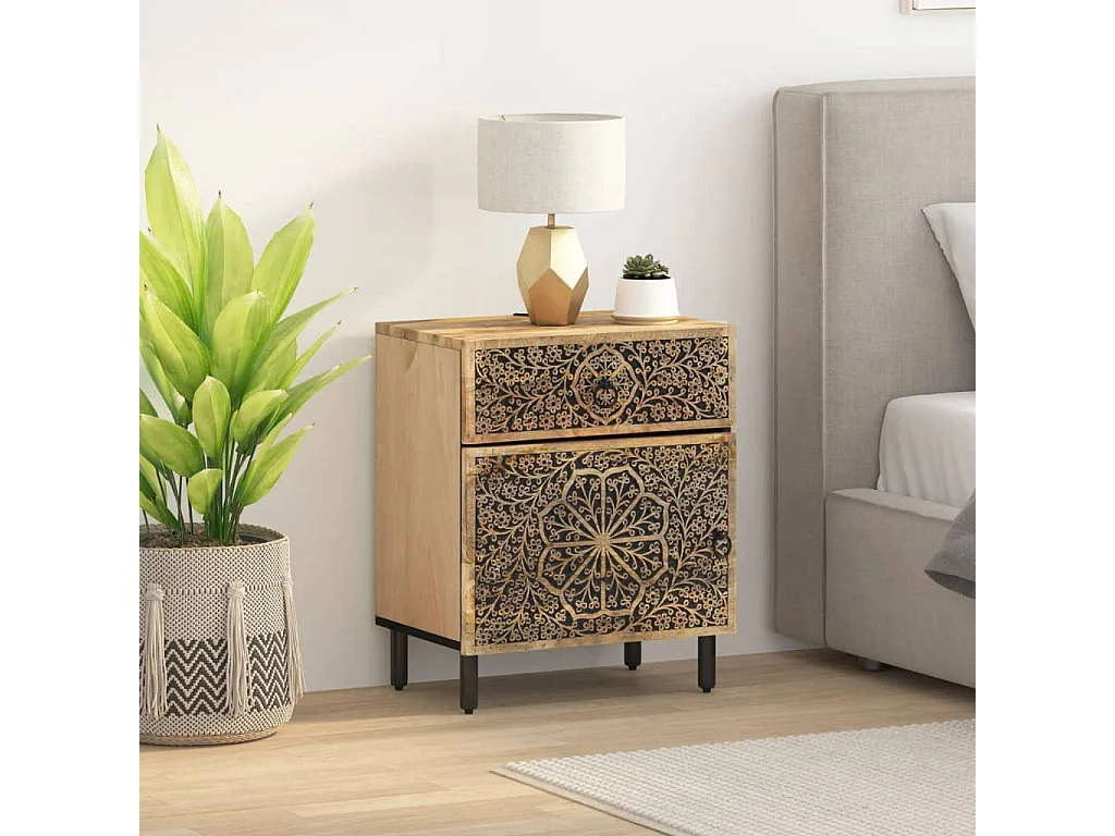 Nachtkastje 50x33x60 cm massief mangohout BE777844