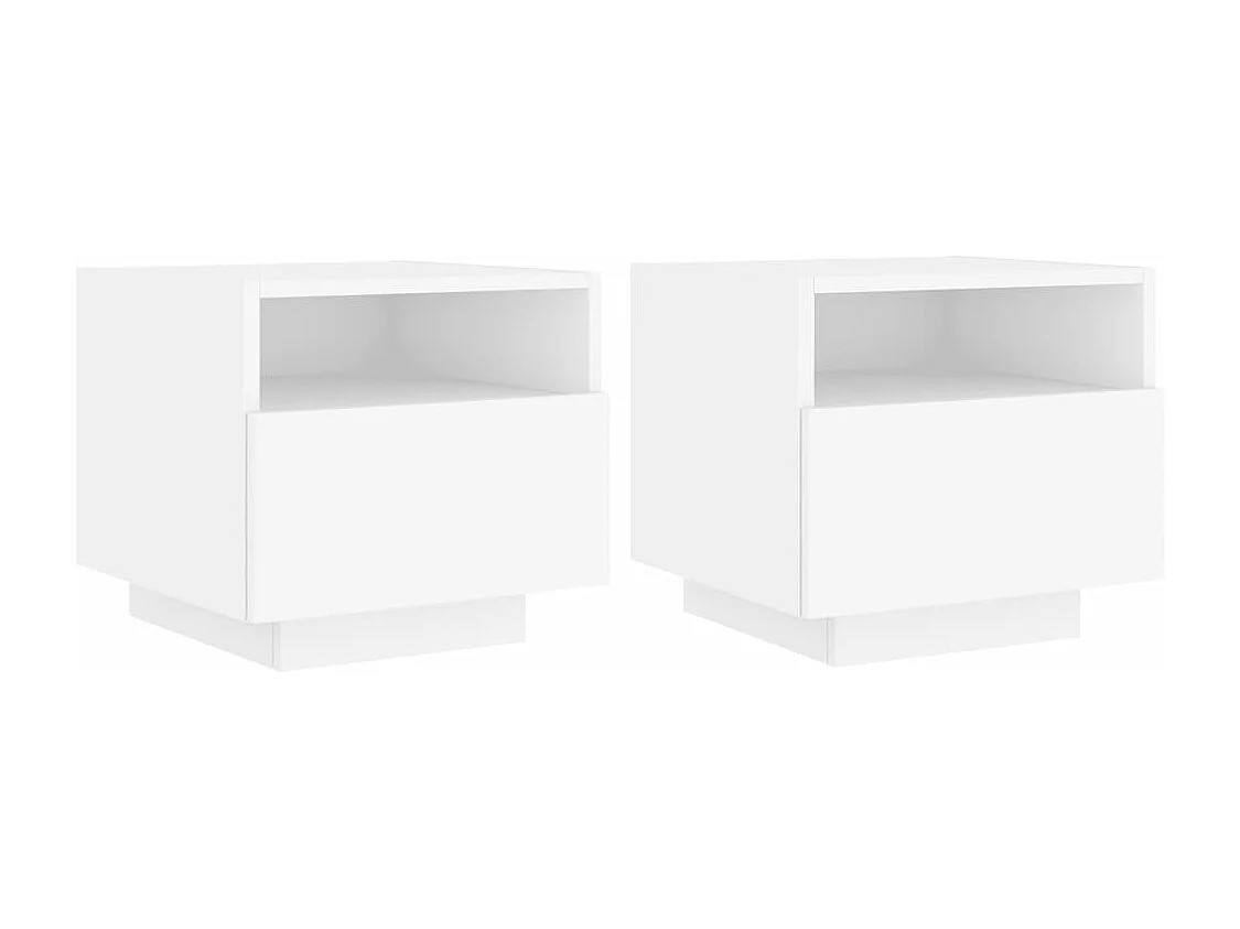 Lot de 2 Tables de chevet avec lumières LED blanc 40x39x37 cm FR31653