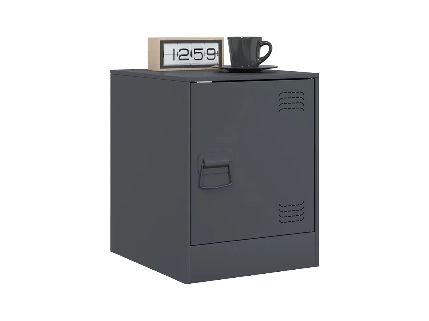 Lot de 2 Tables de chevet anthracite 34,5x39x44 cm acier FR27356