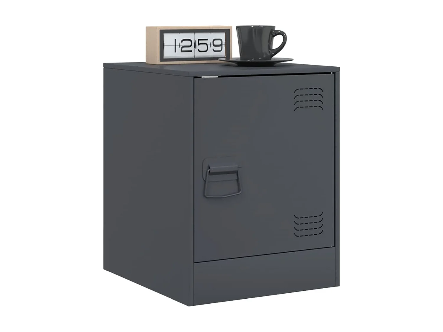 Lot de 2 Tables de chevet anthracite 34,5x39x44 cm acier FR27356