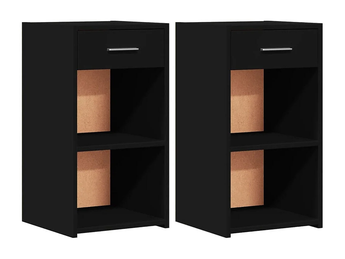 Lot de 2 Tables de chevet noir 35x34x65 cm bois d’ingénierie FR83957