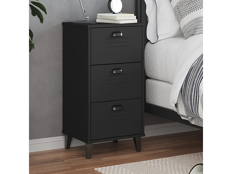 Table de chevet VIKEN noir bois d'ingénierie FR94730