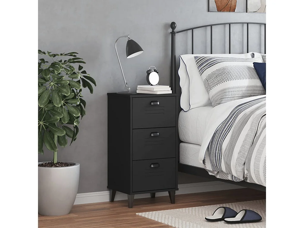 Table de chevet VIKEN noir bois d'ingénierie FR94730