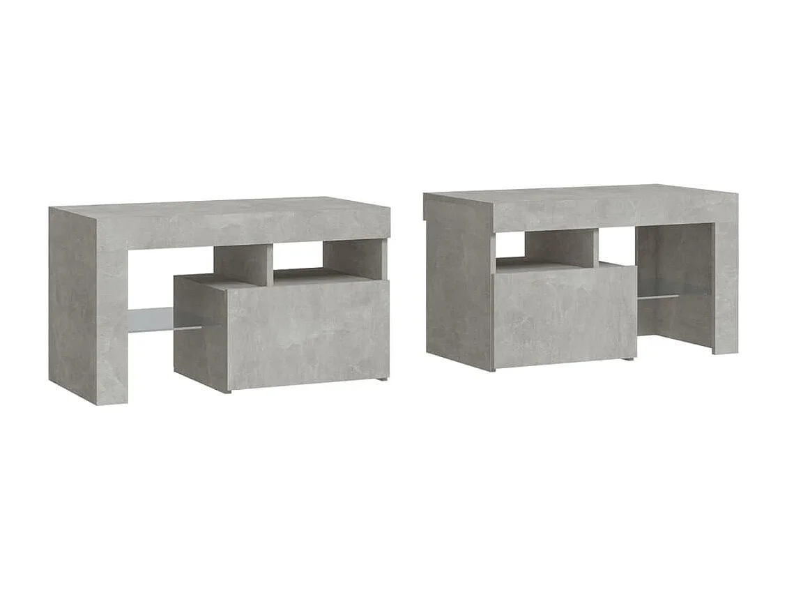 Lot de 2 Tables de chevet et lumières LED Gris béton 70x36,5x40 cm FR19895