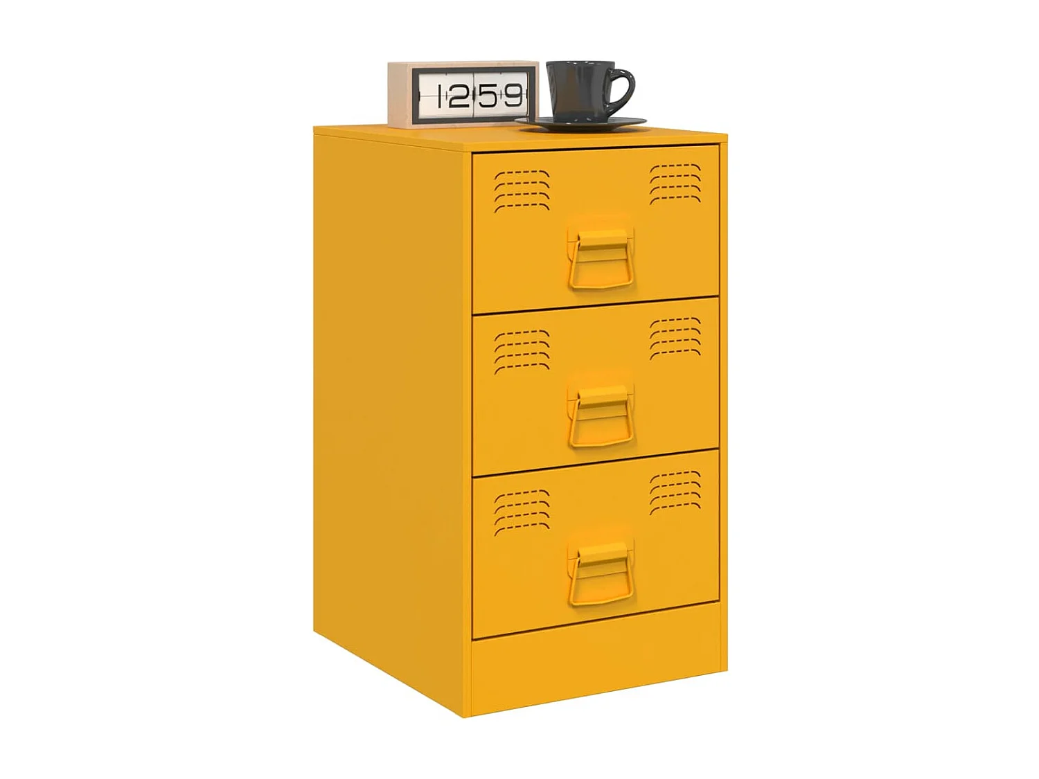 Table de chevet jaune moutarde 34,5x39x62 cm acier FR54543