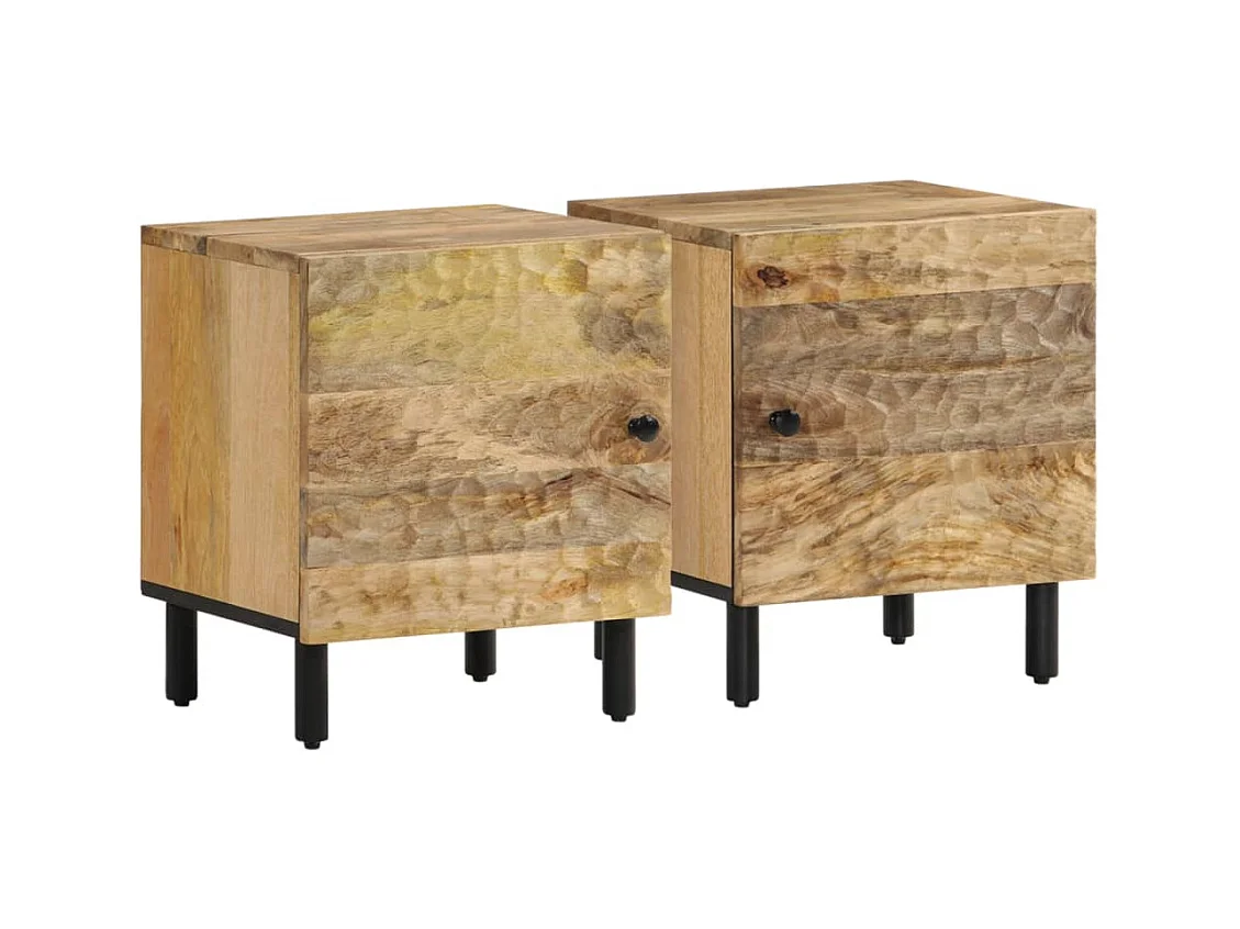 Lot de 2 Tables de chevet 40x33x46 cm Bois de manguier solide FR63144
