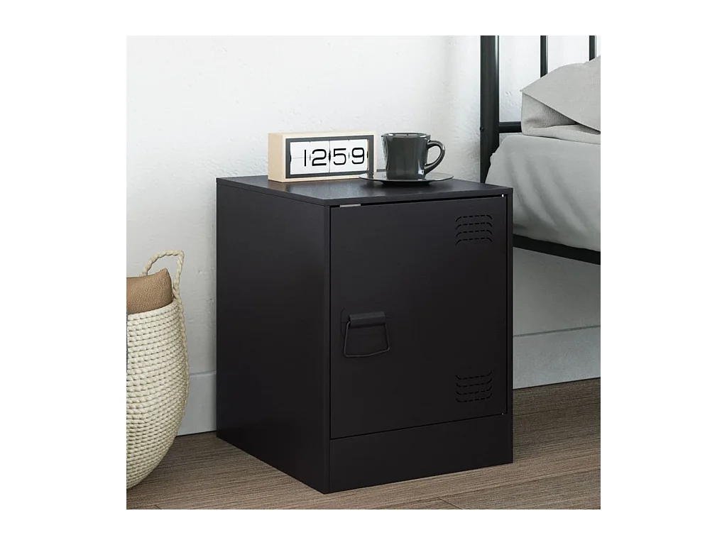 Table de chevet noir 34,5x39x44 cm acier FR27357