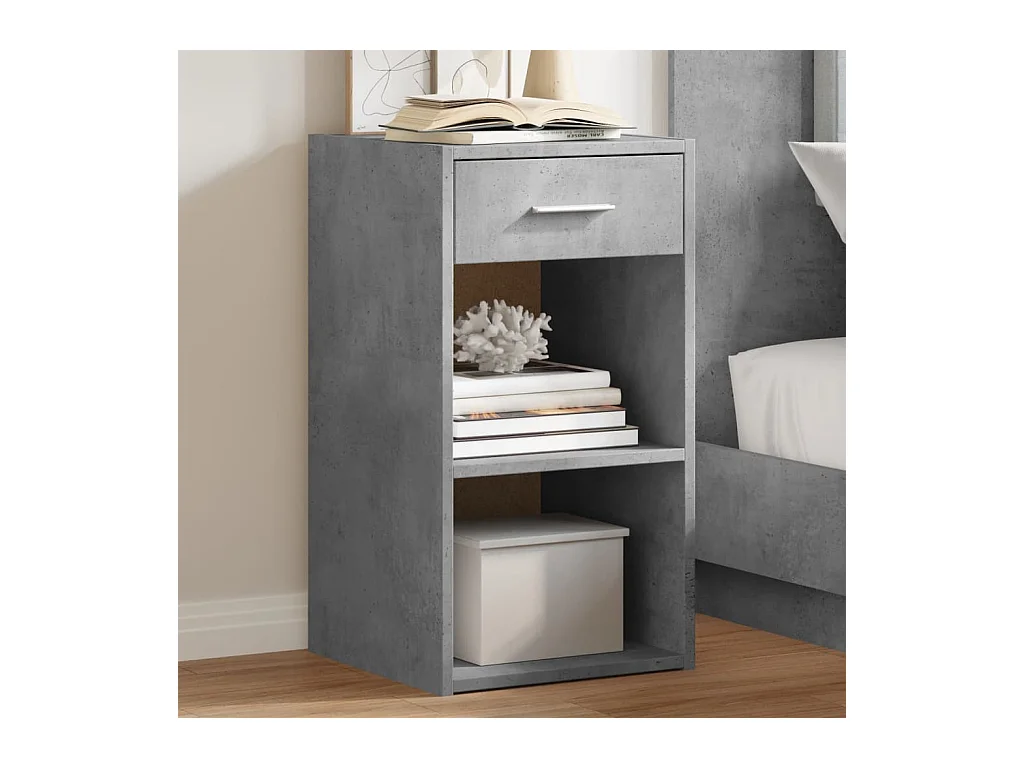 Lot de 2 Tables de chevet gris béton 35x34x65 cm bois ingénierie FR33003
