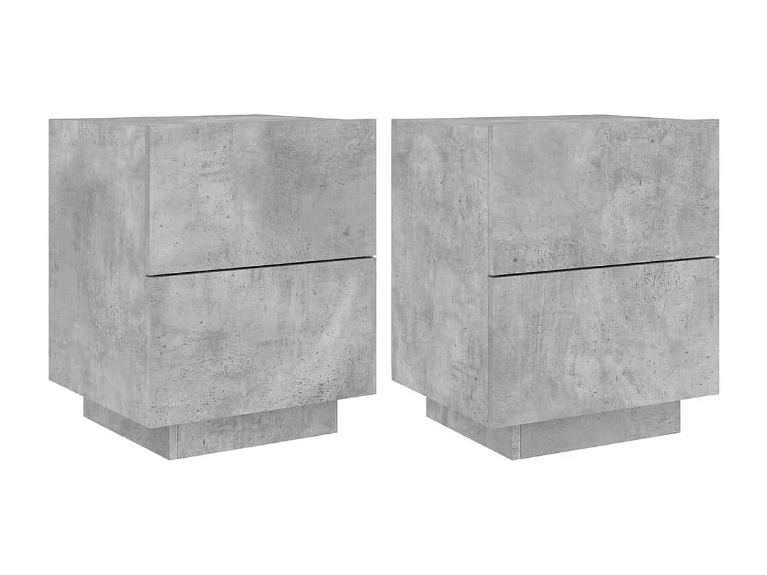 Mesita de noche luces LED 2 uds madera ingeniería gris hormigón ES271549