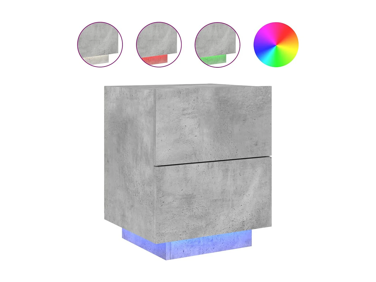 Mesita de noche luces LED 2 uds madera ingeniería gris hormigón ES271549