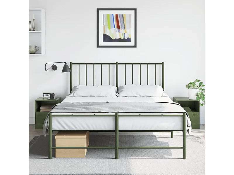 Lot de 2 Tables de chevet vert olive 34,5x39x44 cm acier FR93472