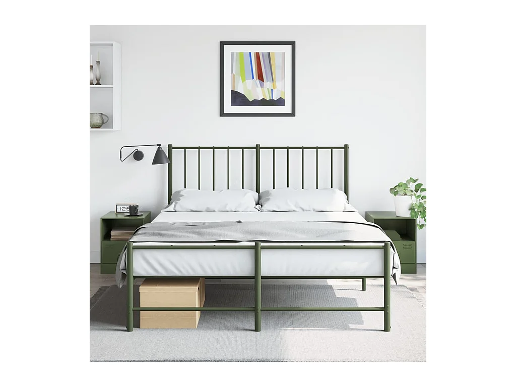 Lot de 2 Tables de chevet vert olive 34,5x39x44 cm acier FR93472