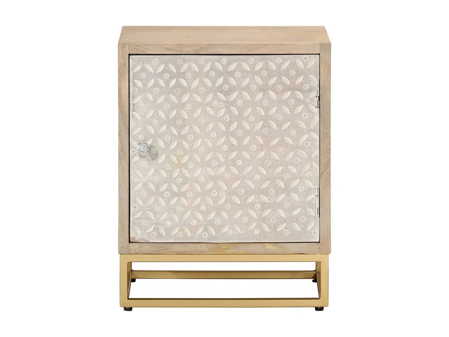 Table de chevet 40x30x50 cm bois massif manguier et fer FR19478