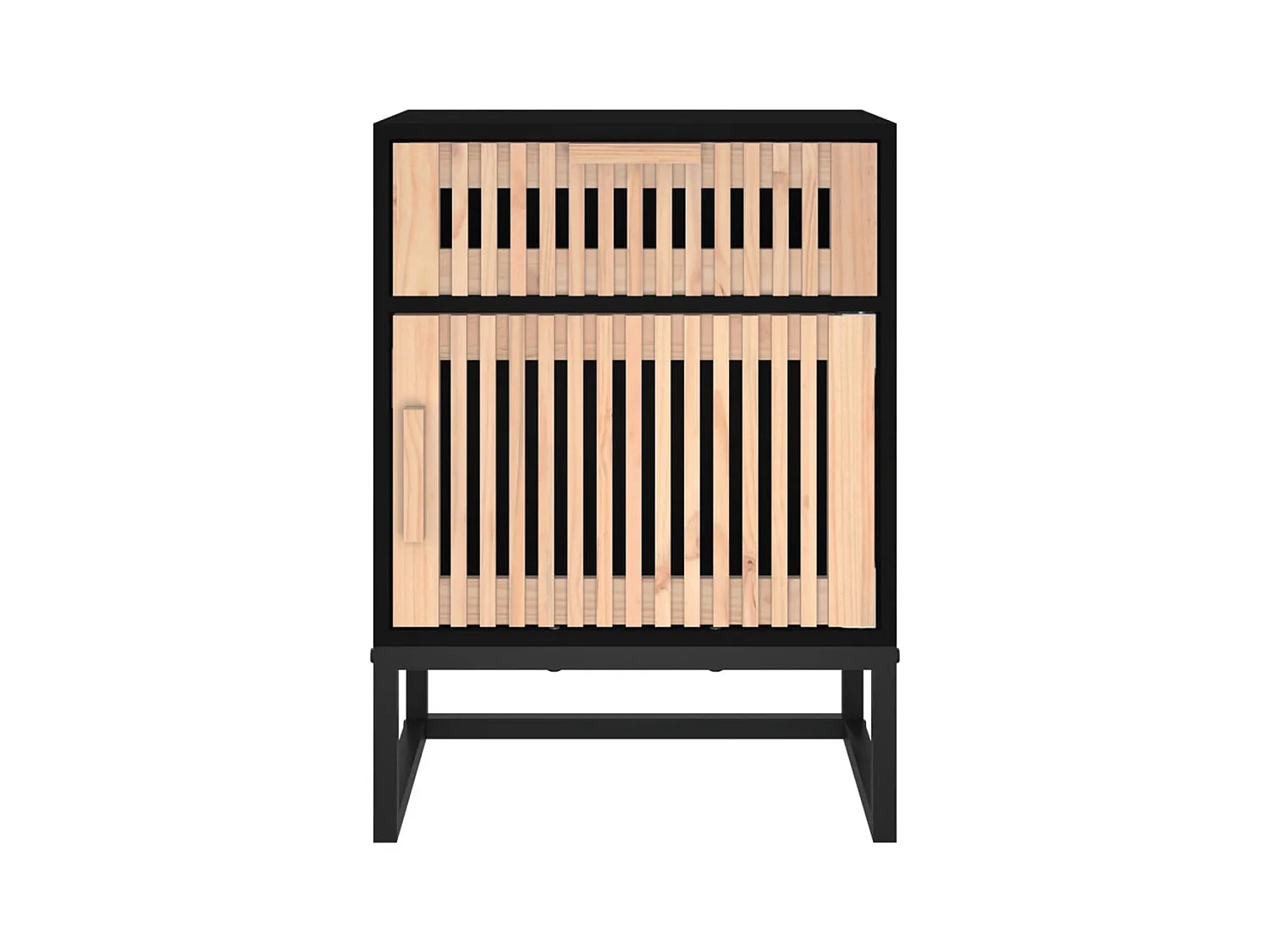 Nachtkastje 40x30x55,5 cm bewerkt hout en ijzer zwart BE739353