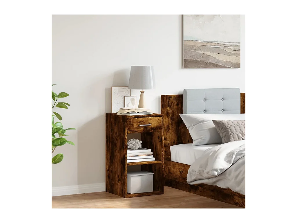 Table de chevet Chêne fumé 35x34x65 cm Bois d'ingénierie FR82860