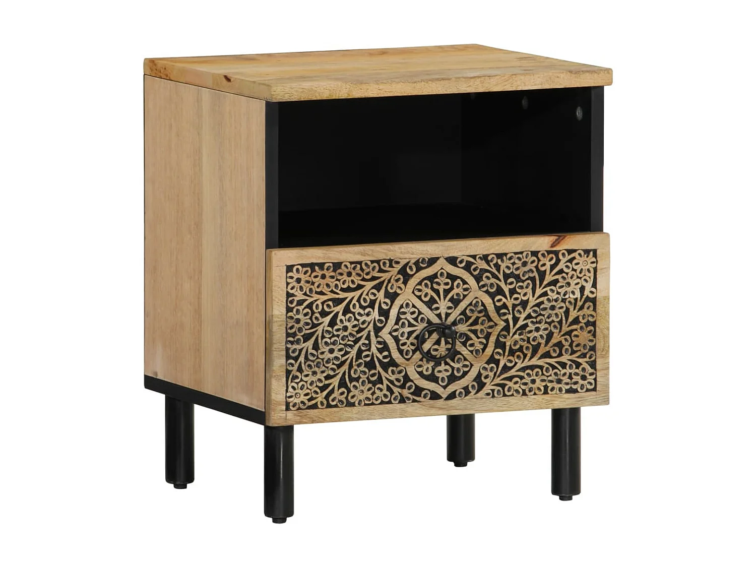 Mesita de noche de madera maciza de mango 40x33x46 cm ES660121