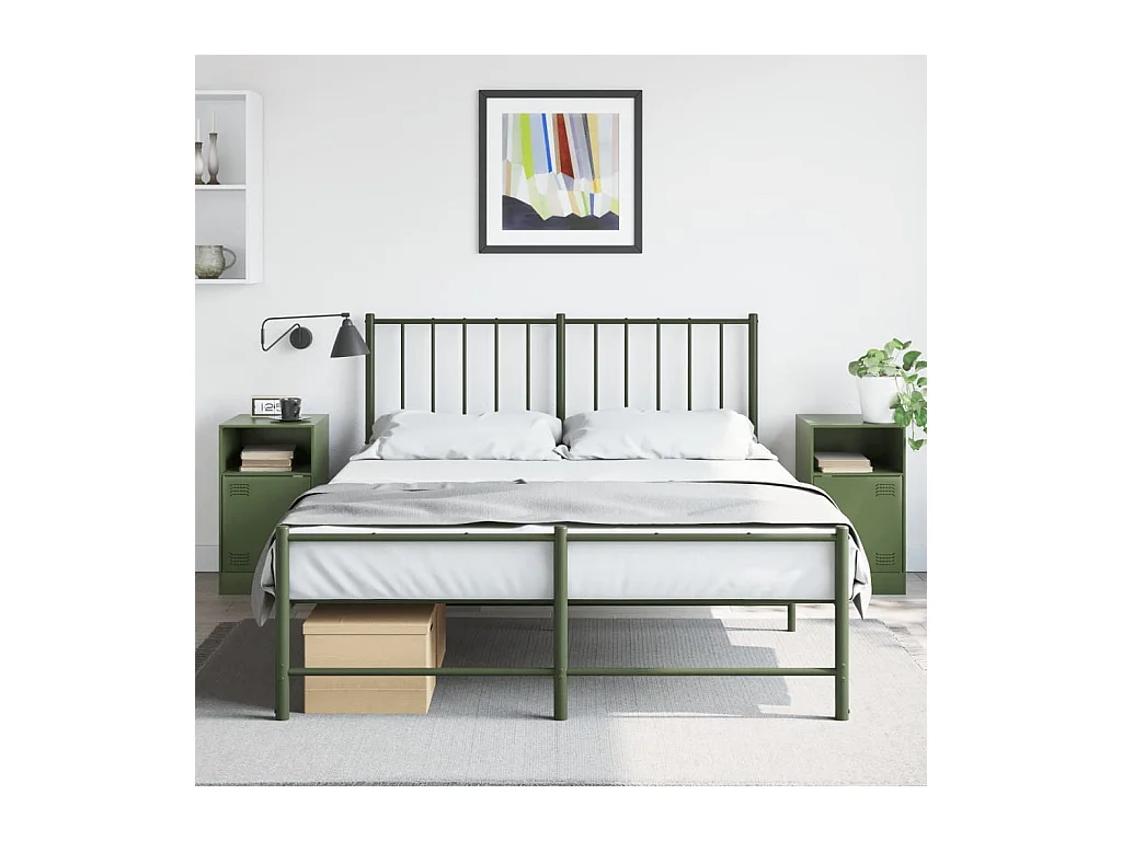 Lot de 2 Tables de chevet vert olive 34,5x39x62 cm acier FR68313