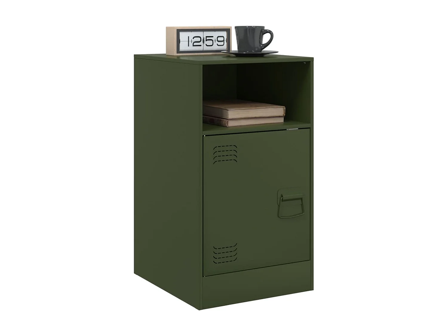 Lot de 2 Tables de chevet vert olive 34,5x39x62 cm acier FR68313