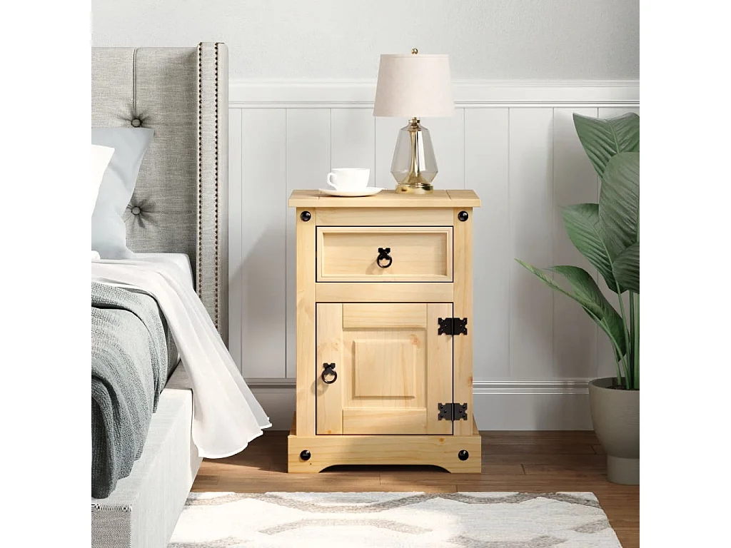 Table de chevet Corona 45x35x64 cm bois de pin massif FR24189