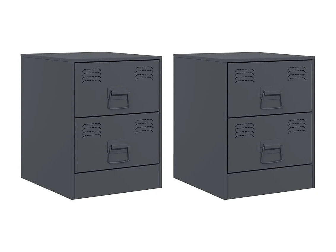 Lot de 2 Tables de chevet anthracite 34,5x39x44 cm acier FR91312