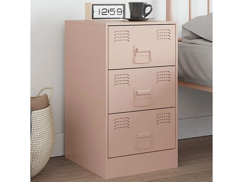 Mesita de noche acero rosa 34,5x39x62 cm ES192813