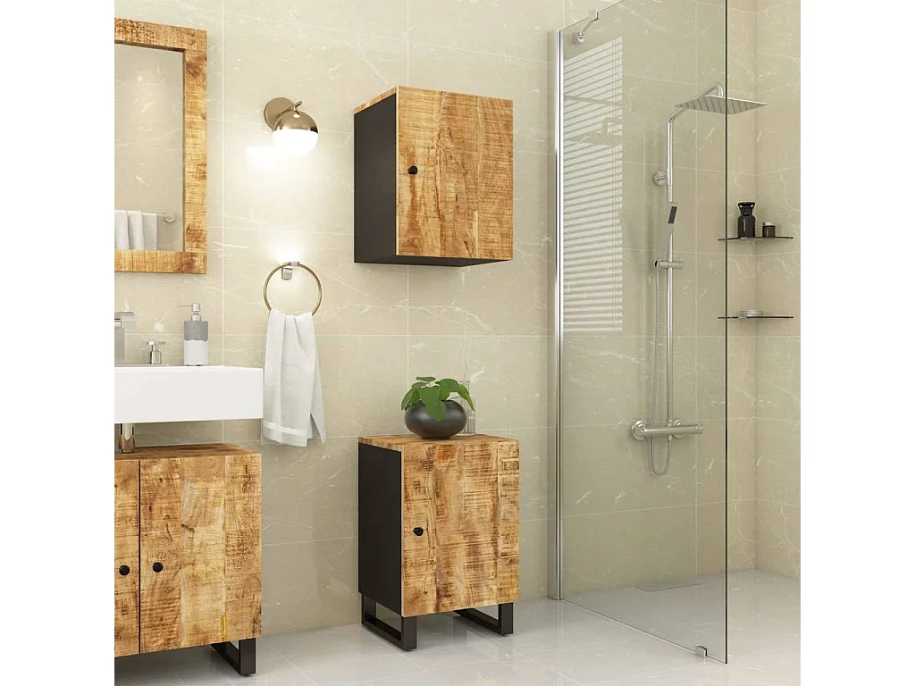 Armoire de salle de bain 38x33x58 cm bois massif de manguier FR14328