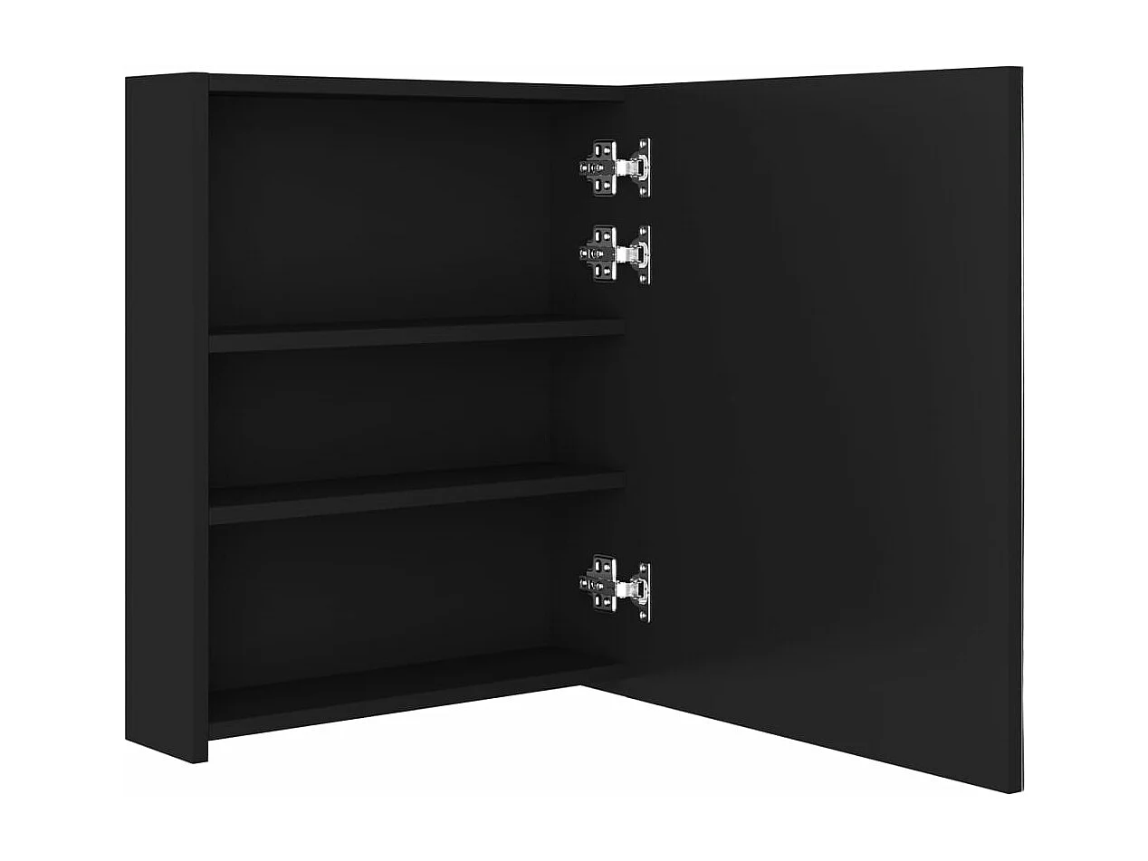 Armário espelhado p/ casa de banho com LED 50x14x60 cm preto PT431512