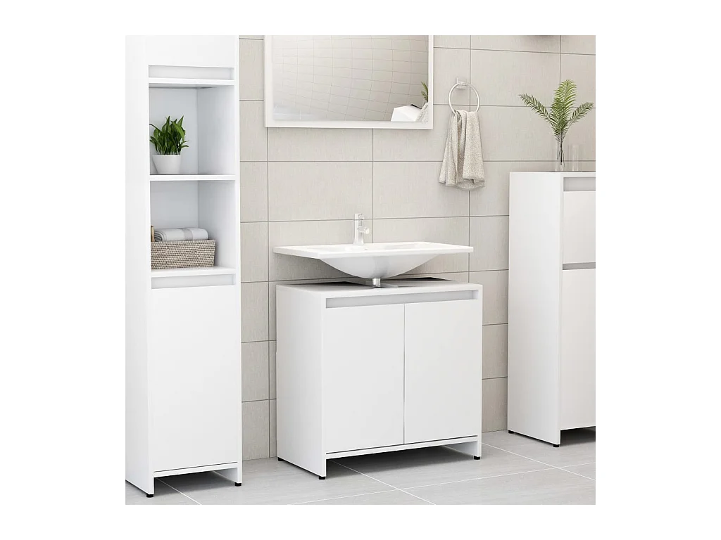 Armoire de salle de bain Blanc 60x33x61 cm Aggloméré FR76272