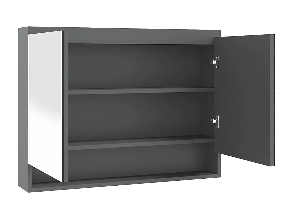 Badkamerkast met spiegel 80x15x60 cm MDF grijs BE522207