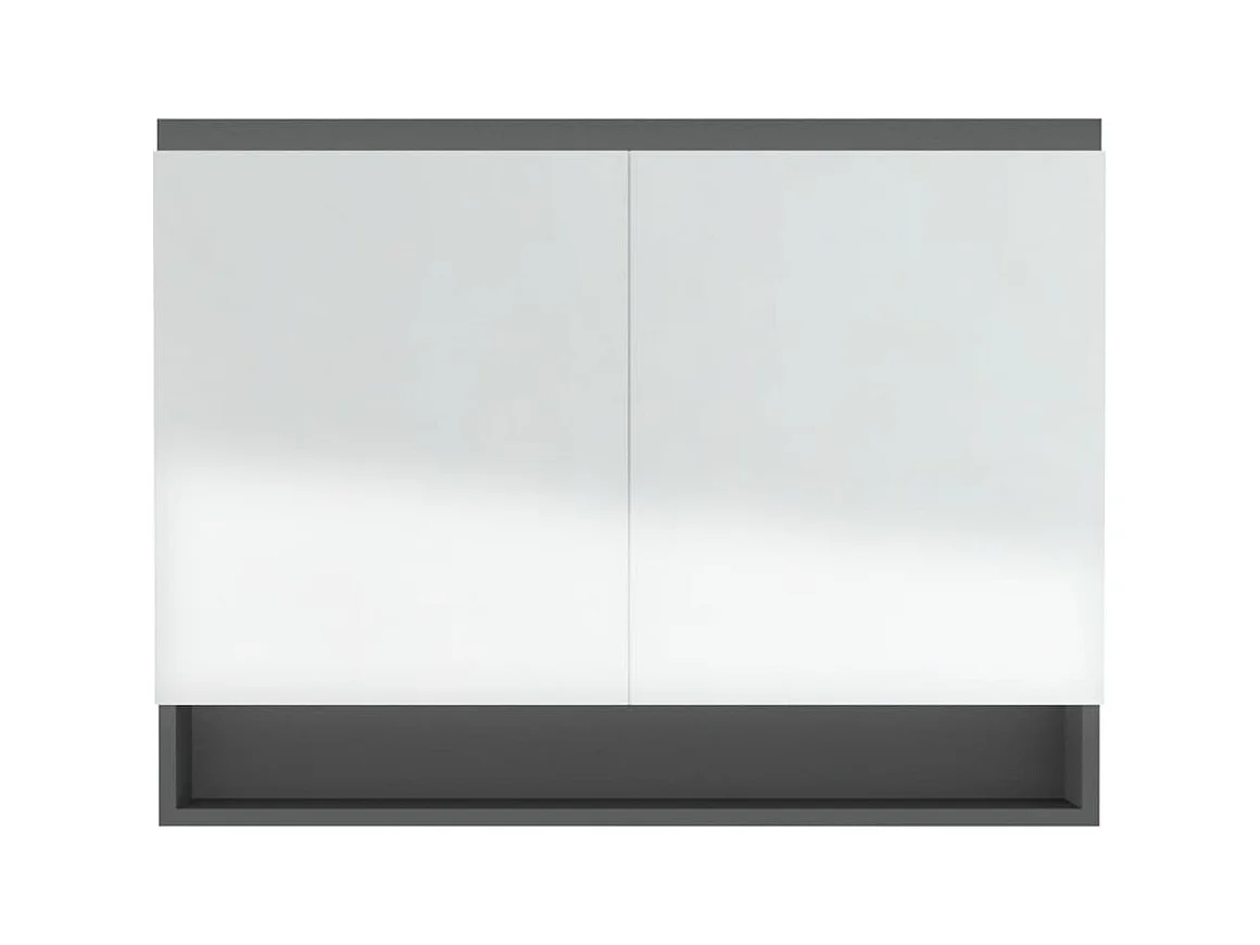 Armario de baño con espejo MDF gris 80x15x60 cm ES594517