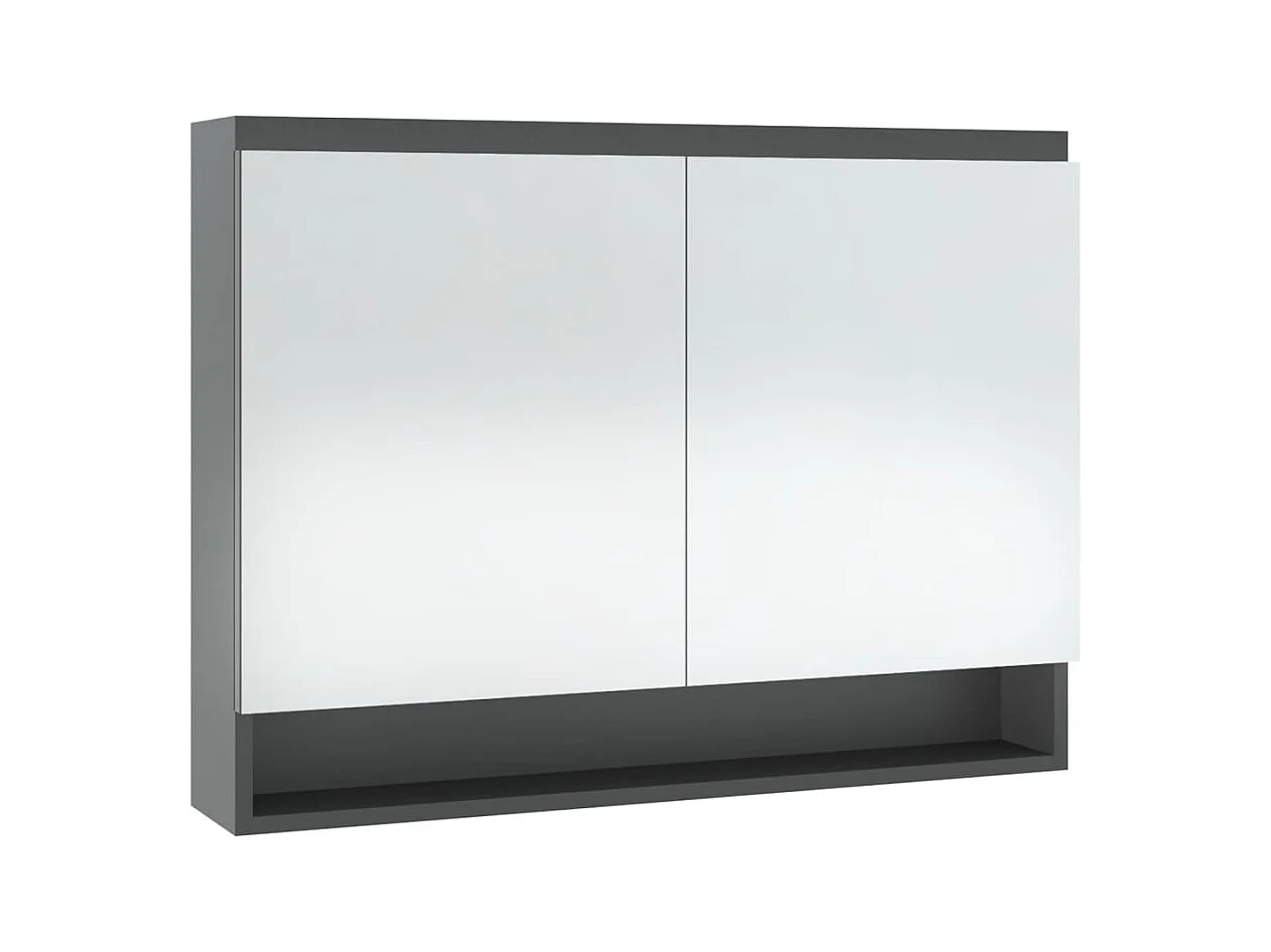 Armario de baño con espejo MDF gris 80x15x60 cm ES594517