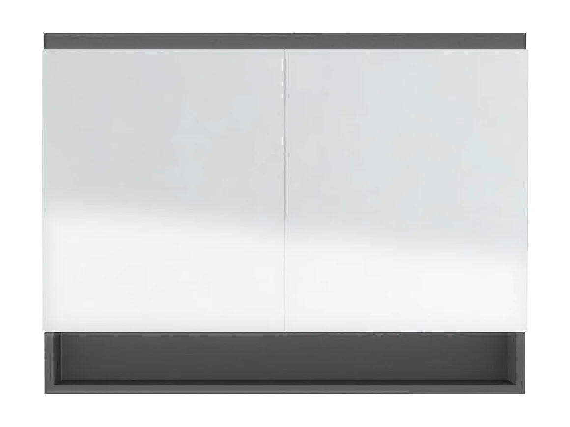 Armário espelhado para casa de banho 80x15x60 cm MDF cinzento PT708201