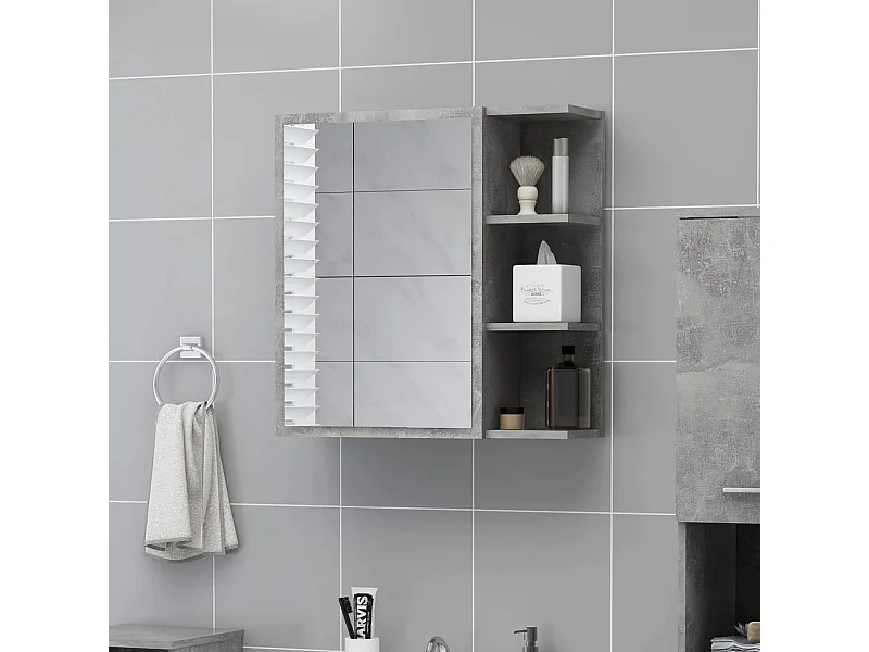 Armoire à miroir de salle de bain Gris béton Bois d’ingénierie FR61254