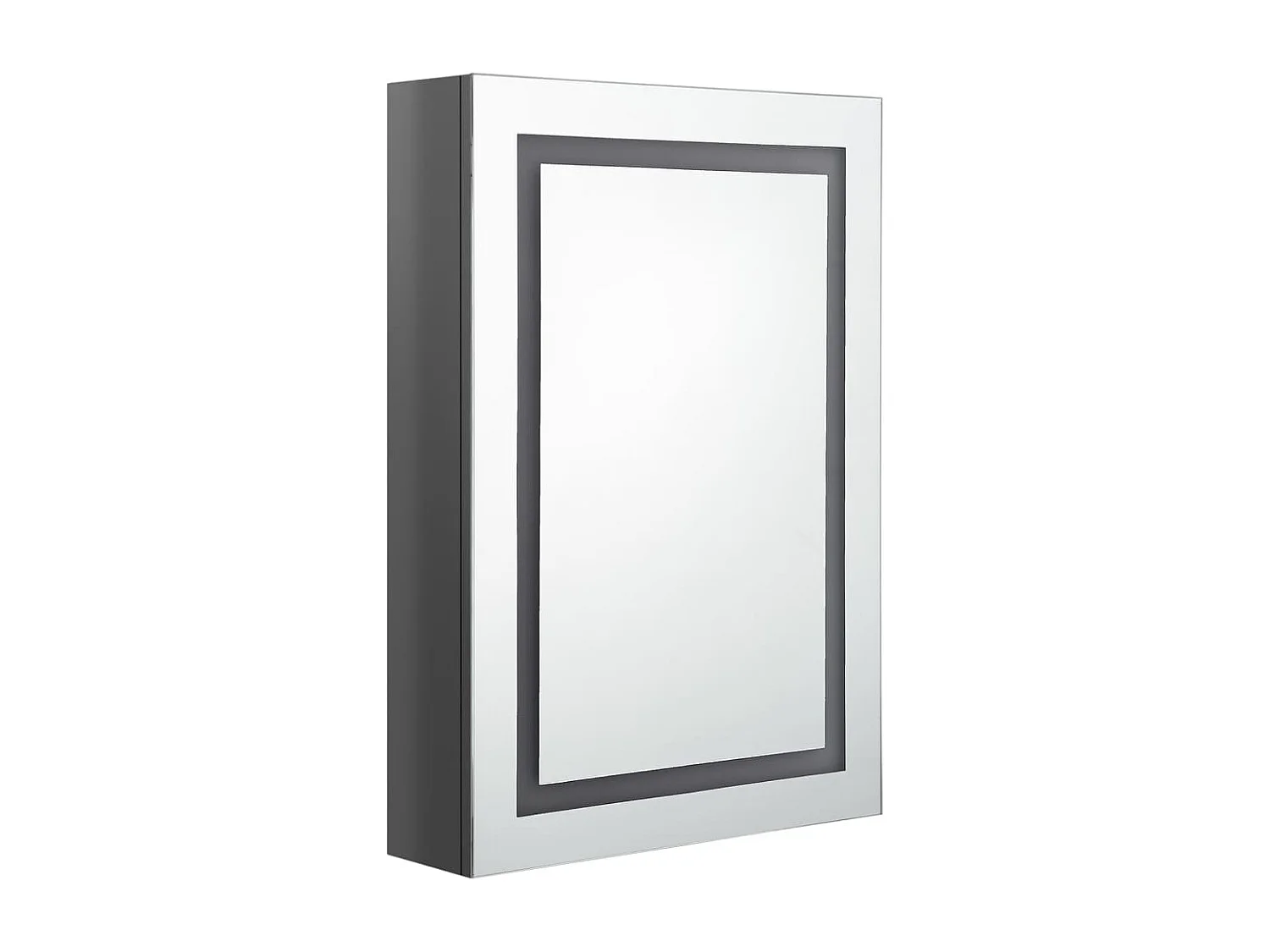 Armoire de salle de bain à miroir LED gris brillant 50x13x70 cm FR69887
