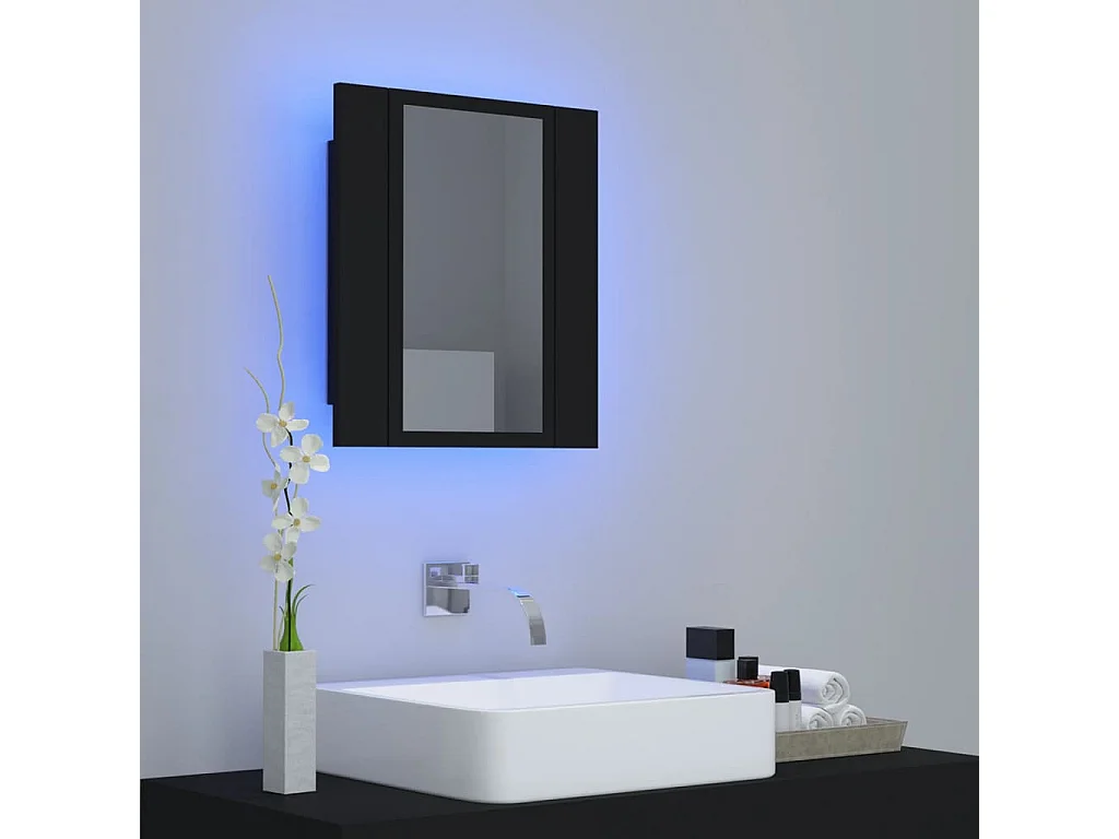 Armoire à miroir de salle de bain LED Noir 40x12x45cm Acrylique FR37342