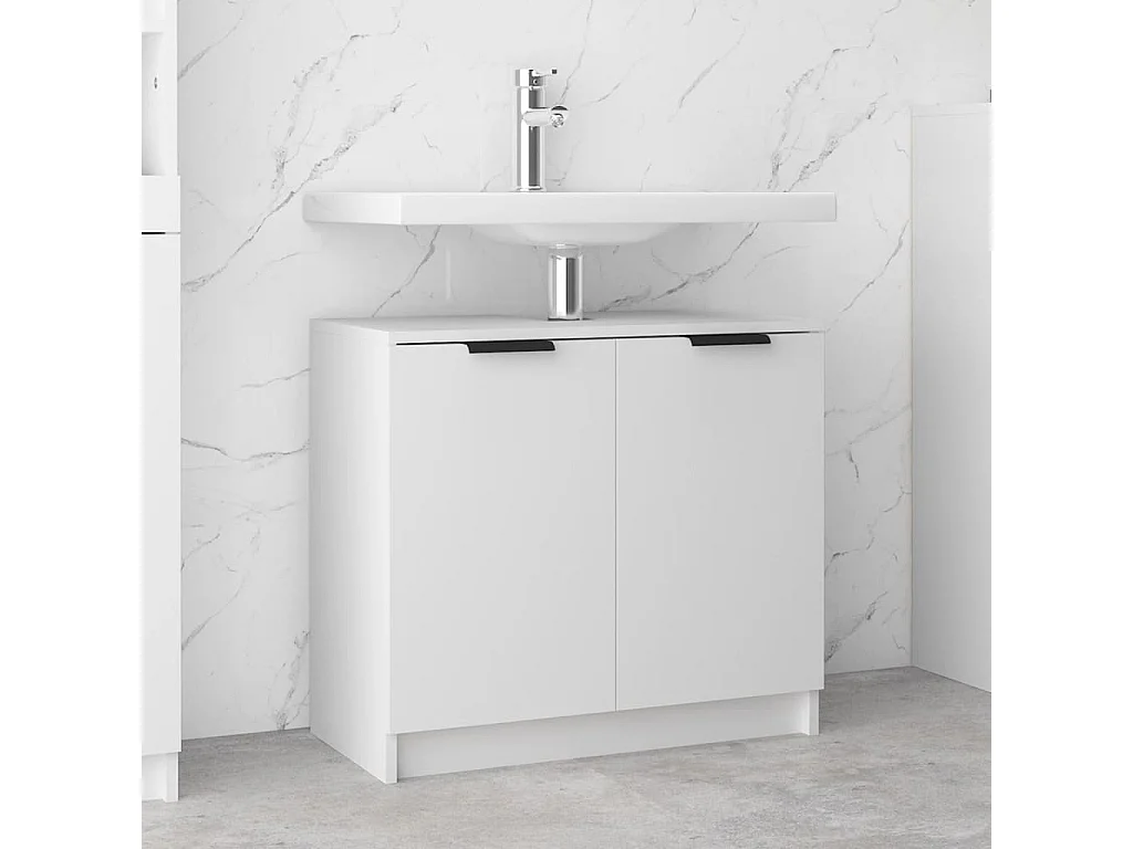 Armario de baño madera contrachapada blanco 64,5x33,5x59 cm ES844176