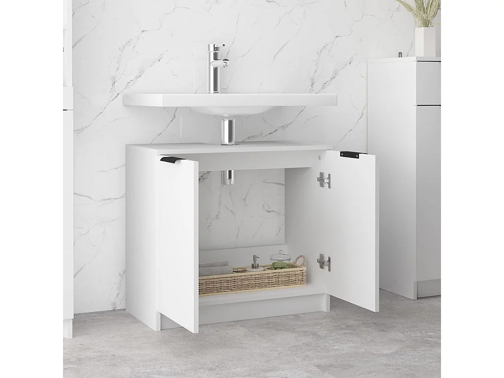 Armoire salle de bain Blanc 64,5x33,5x59 cm Bois d'ingénierie FR74592