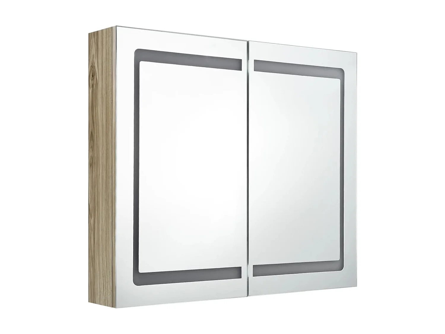 Armoire de salle de bain à miroir LED Chêne 80x12x68 cm FR82700