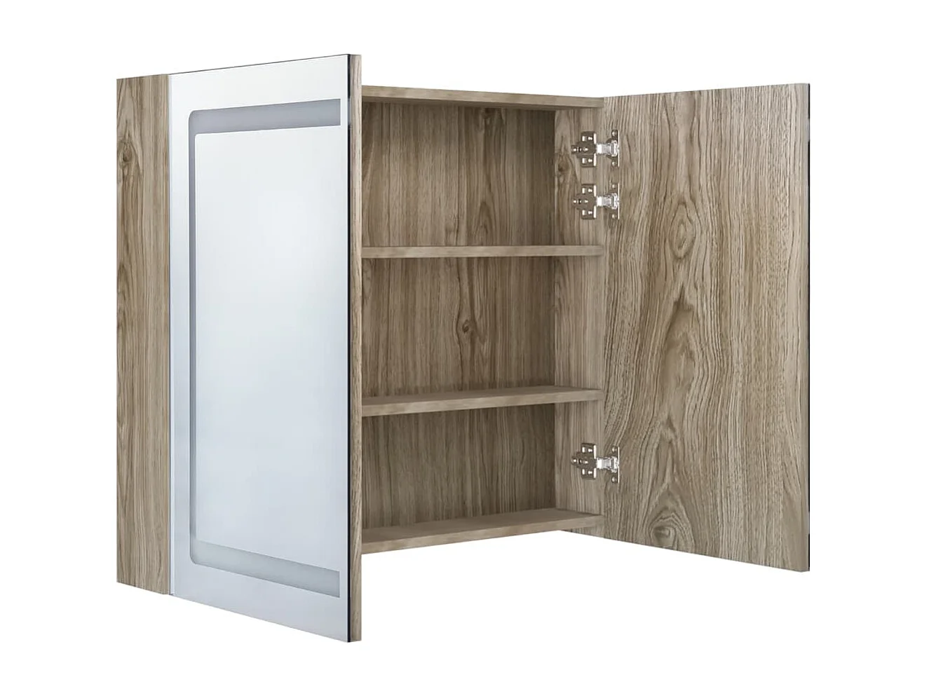 Armoire de salle de bain à miroir LED Chêne 80x12x68 cm FR82700