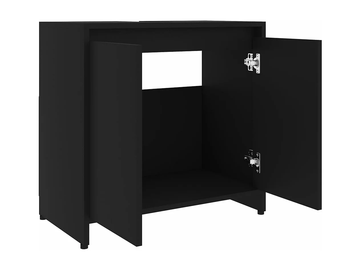 Armário casa de banho 60x33x61 cm contraplacado preto PT474217