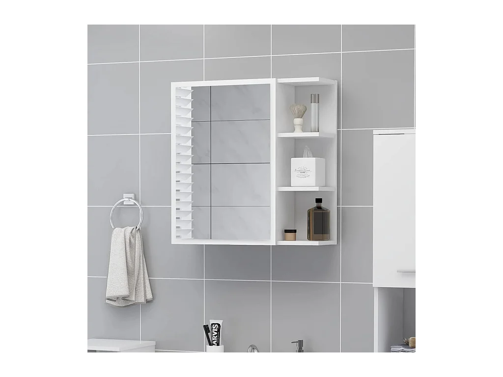 Armoire à miroir de salle de bain Blanc Bois d’ingénierie FR43299